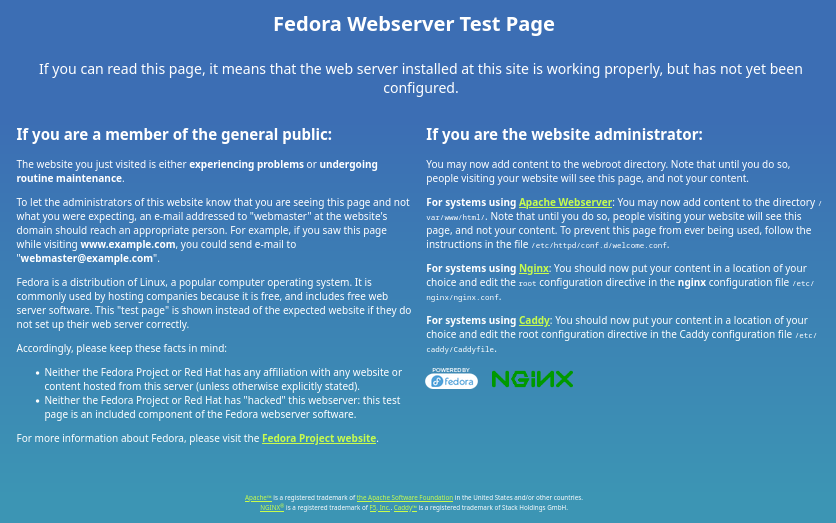 Fedora Webserver Test Page